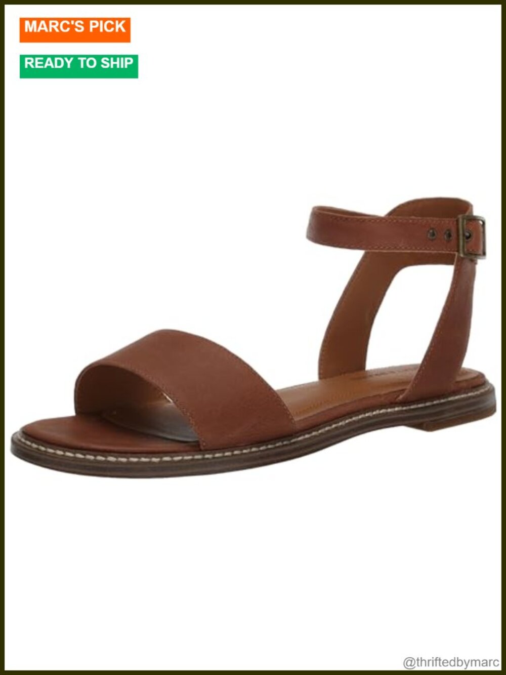 Kimaya Leather Flat Sandals Braided Ankle Strap Buckle Cushioned